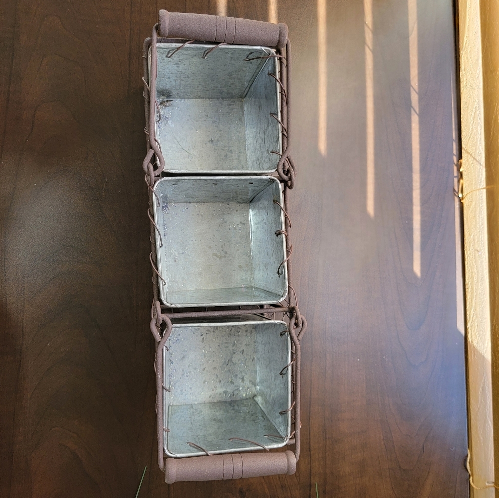 Rustic Metal Planter Storage Box - Picture 3 of 7